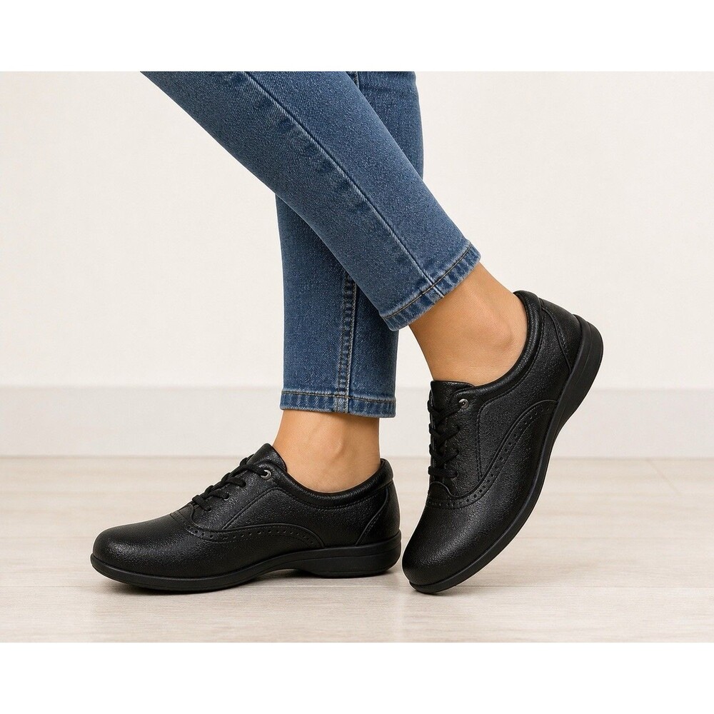 Dr. Scholl's Black Genuine Leather Orthotic Oxford Shoes -6W Career Comfort